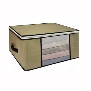 Organizador Multiuso com Zíper Marfim Médio 60x45x30cm