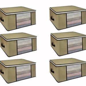 Organizador Multiuso com Zíper Marfim Médio 60x45x30cm Kit com 6un.